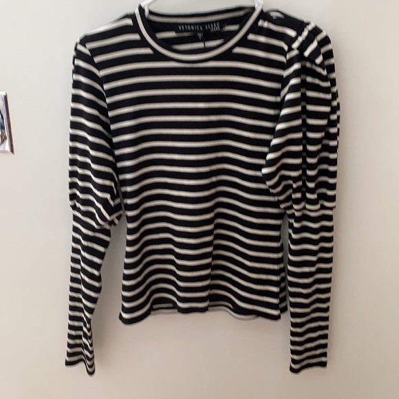 Veronica Beard Lyon Stripe Puff Sleeve Top - Picture 2 of 4
